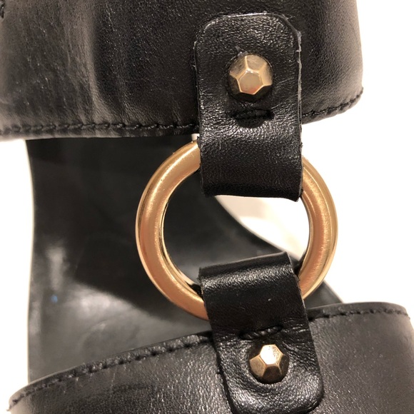 Tory Burch Fletcher Sandal Black Leather Size 8.5 - Picture 2 of 8